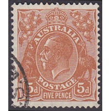 Australian  King George V  5d Brown   Wmk  C of A  Plate Variety 3L23